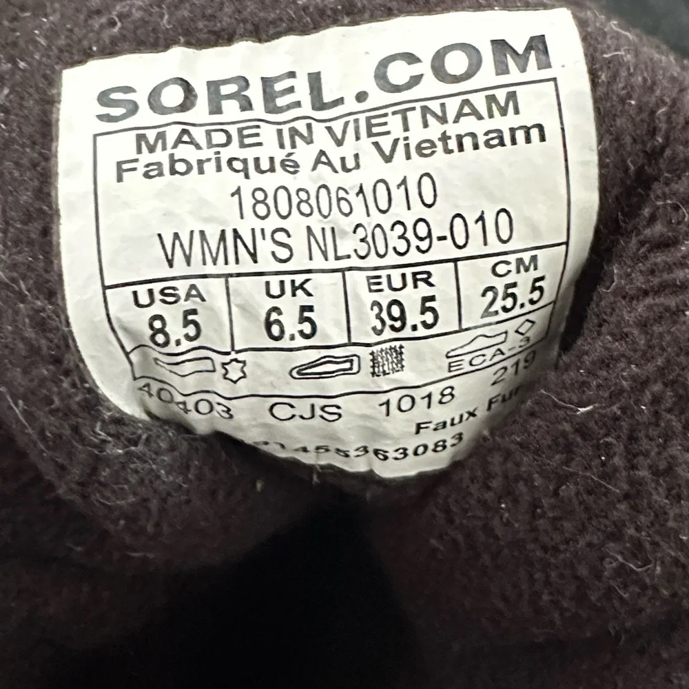 Sorel Women's Explorer Joan Snow‎ Boots in Black Suede & Leather Winter Size 8.5